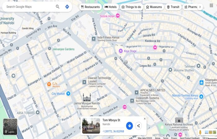 Map Location - Nairobi CBD